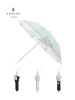 ランバン オン ブルー(LANVIN en Bleu)の【日傘】ランバン オン ブルー(LANVIN en Bleu) ビジューリボン 晴雨兼用日傘 楽オリ 折りたたみ傘 遮光 遮熱 UV 晴雨兼用 折りたたみ傘
