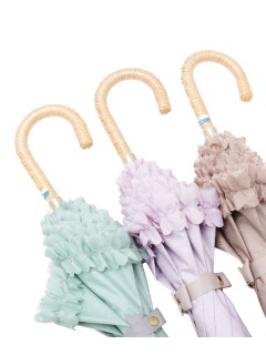 ランバン オン ブルー(LANVIN en Bleu)の【日傘】ランバン オン ブルー (LANVIN en Bleu)ドビー フリル 晴雨兼用 長傘【公式ムーンバット】遮光 遮熱 UV 晴雨兼用 長傘